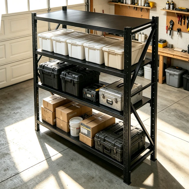 Alt view image 4 of 7 - Heavy Duty Shelving Units Capacity 4 Tier Metal Storage Shelves, Adjustable Commercial Rack Shelving with Triangular