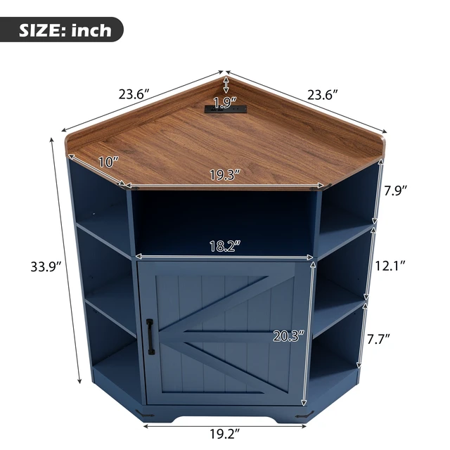 Alt view image 5 of 7 - Corner Cabinet, Corner Storage Shelf with USB Ports and Outlets Organizer for Small Space Wooden Cubby Bookshelf