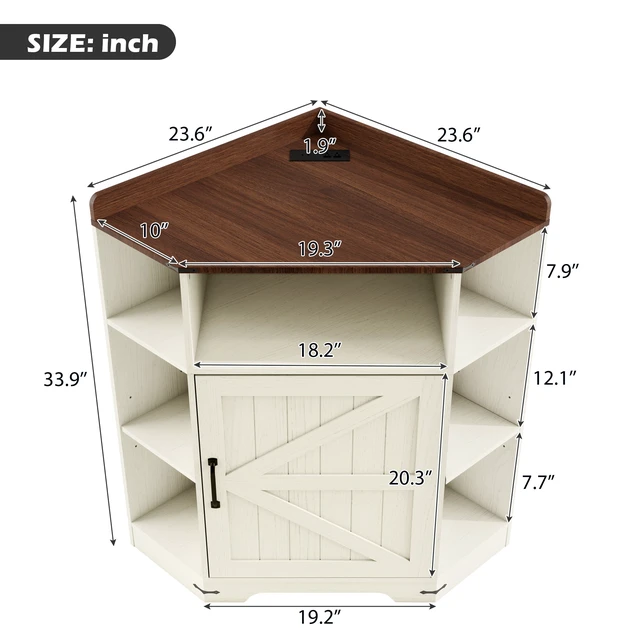 Alt view image 3 of 7 - Corner Cabinet, Corner Storage Shelf with USB Ports and Outlets Organizer for Small Space Wooden Cubby Bookshelf
