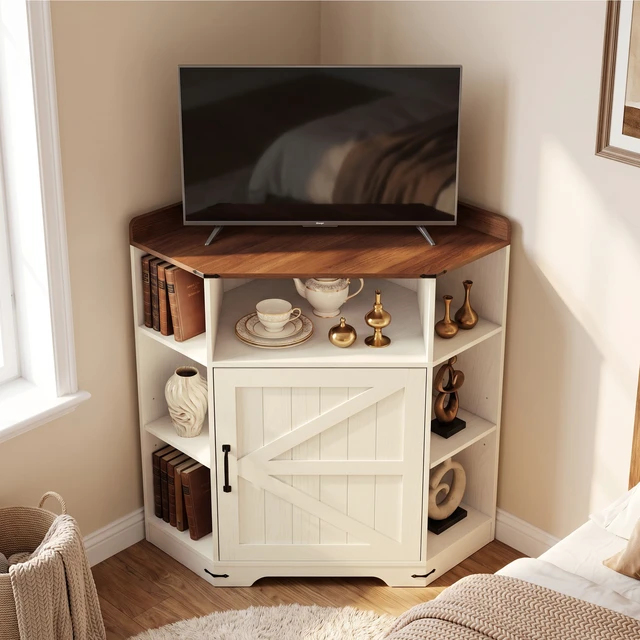 Alt view image 4 of 7 - Corner Cabinet, Corner Storage Shelf with USB Ports and Outlets Organizer for Small Space Wooden Cubby Bookshelf