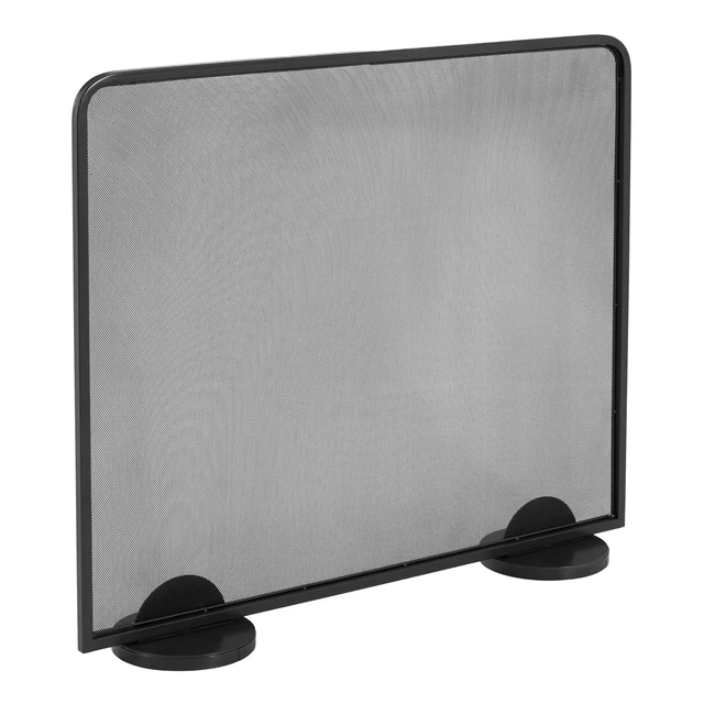 Alt view image 6 of 7 - Freestanding Single Panel Black Metal Fireplace Screen, Heavy Duty Iron Mesh Spark Guard for Indoor Burning Fireplaces