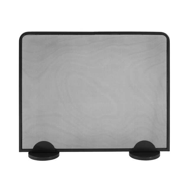 Alt view image 3 of 7 - Freestanding Single Panel Black Metal Fireplace Screen, Heavy Duty Iron Mesh Spark Guard for Indoor Burning Fireplaces