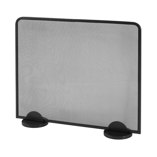 Alt view image 4 of 7 - Freestanding Single Panel Black Metal Fireplace Screen, Heavy Duty Iron Mesh Spark Guard for Indoor Burning Fireplaces