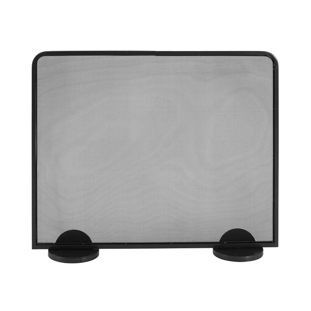 Alt view image 7 of 7 - Freestanding Single Panel Black Metal Fireplace Screen, Heavy Duty Iron Mesh Spark Guard for Indoor Burning Fireplaces