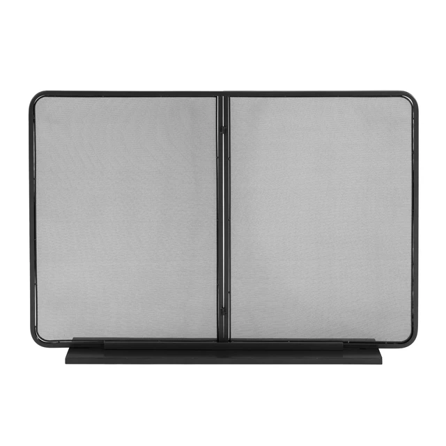 Alt view image 6 of 7 - Two Panel Freestanding Fireplace Screen, 50 Inch 35 Inch Iron Mesh Fire Spark Barrier for Indoor Fireplace, Black