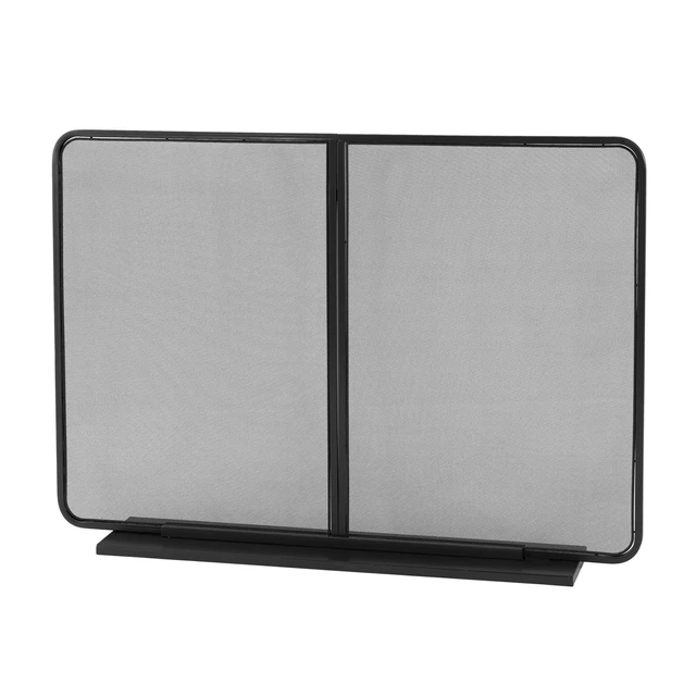 Alt view image 3 of 7 - Two Panel Freestanding Fireplace Screen, 50 Inch 35 Inch Iron Mesh Fire Spark Barrier for Indoor Fireplace, Black