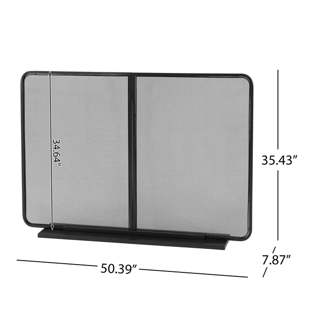 Alt view image 7 of 7 - Two Panel Freestanding Fireplace Screen, 50 Inch 35 Inch Iron Mesh Fire Spark Barrier for Indoor Fireplace, Black