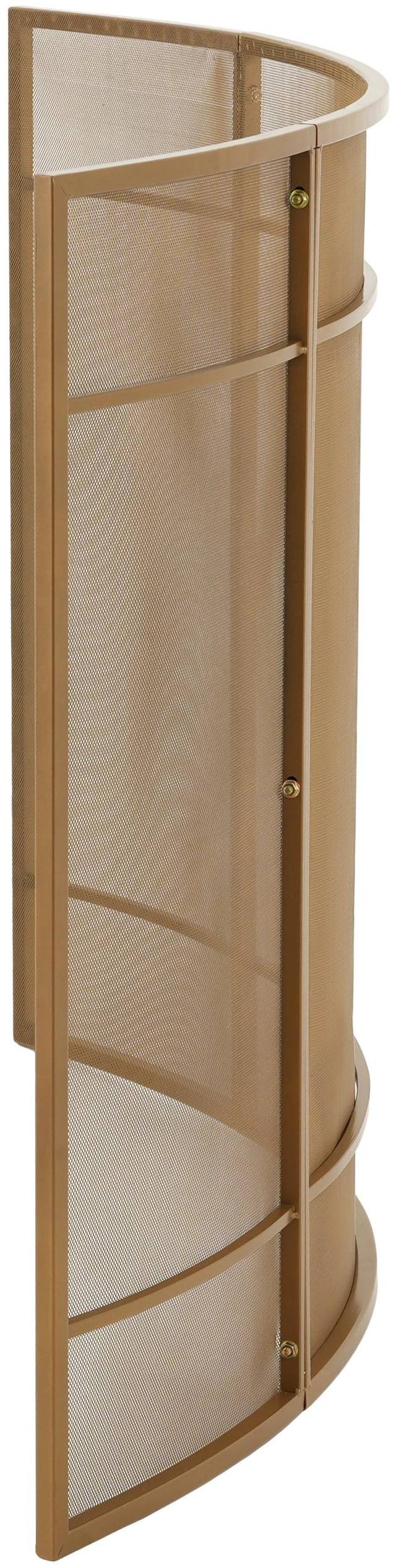Alt view image 4 of 7 - Curved Freestanding Fireplace Screen, 51 Inch 35 Inch Iron Mesh Fire Spark Barrier for Indoor Fireplace, Gold, Iron