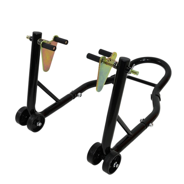 Alt view image 5 of 7 - Motorcycle Stand Sport Bike Front and Rear Wheel Lift Swingarm Paddock Stands, Black, ABS and Steel, Cargo
