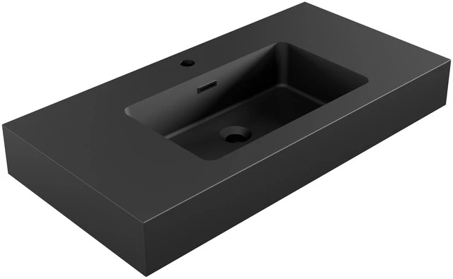 Main image of 36, Integrated Engineered Solid Surface Basin Without Drain and Faucet Color, Matte Black, Solid Surface, Sinks