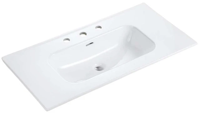Main image of Integrated Ceramic Basin, Drain Assembly Not Included, Glossy White, Sinks