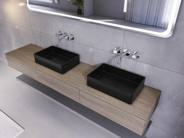 Main image of 19.68 Inch Vessel Rectangular Sink, Black, Concrete, Sinks
