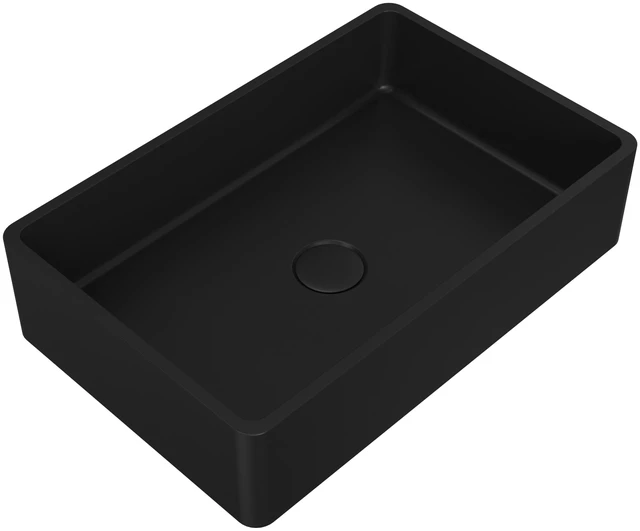 Alt view image 3 of 7 - 19.68 Inch Vessel Rectangular Sink, Black, Concrete, Sinks