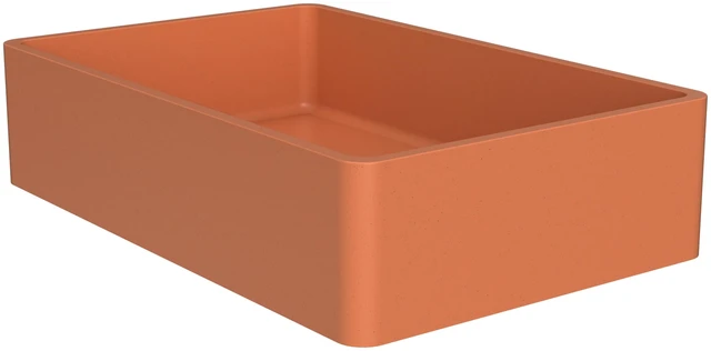 Alt view image 6 of 7 - 19.68 Inch Vessel Rectangular Brick Sink, Brick Red, Concrete, Sinks