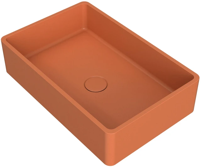 Alt view image 5 of 7 - 19.68 Inch Vessel Rectangular Brick Sink, Brick Red, Concrete, Sinks