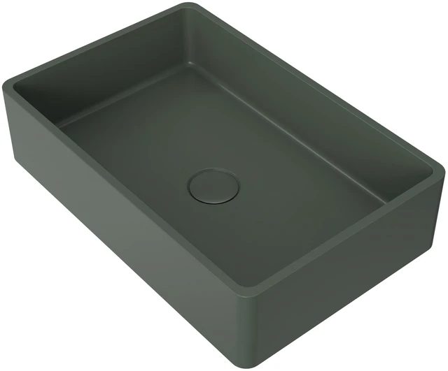 Alt view image 4 of 7 - 19.68 Inch Vessel Rectangular Sink, Dark Green, Concrete, Sinks