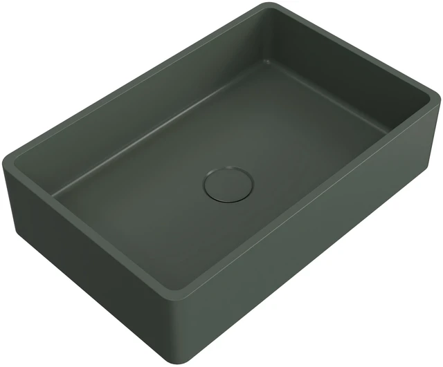 Alt view image 5 of 7 - 19.68 Inch Vessel Rectangular Sink, Dark Green, Concrete, Sinks