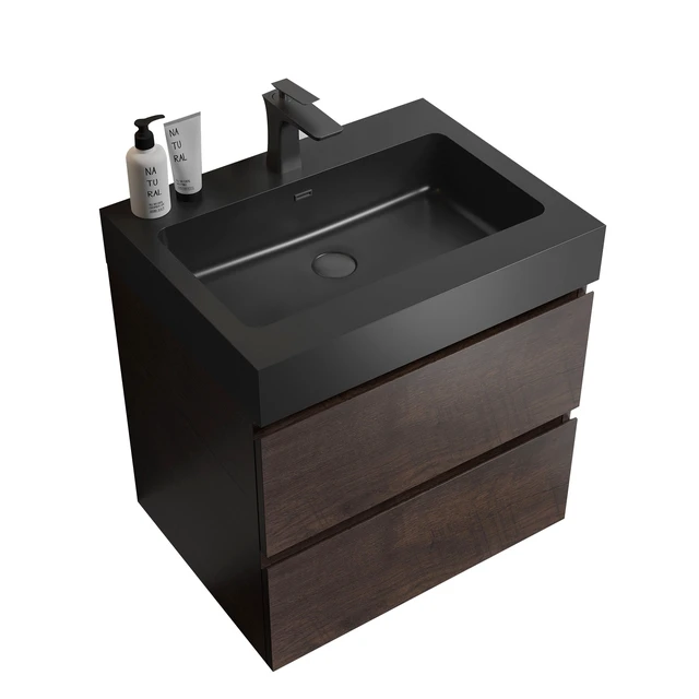 Alt view image 2 of 5 - 24 Inch Vanity with Sink, Large Storage Wall Mounted Floating Vanity for One Piece Black Sink Basin Without Drain