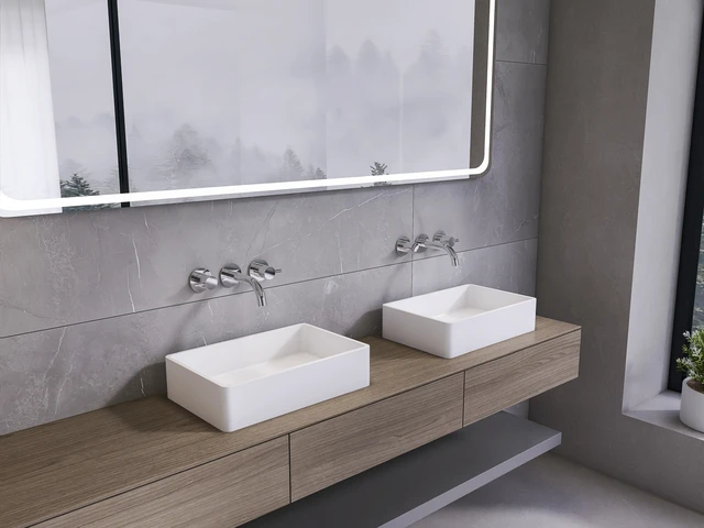 Main image of 19.68 Inch Vessel Rectangular Sink, Matte White, Concrete, Vanities