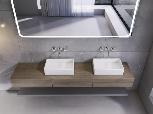 Alt view image 2 of 7 - 19.68 Inch Vessel Rectangular Sink, Matte White, Concrete, Vanities