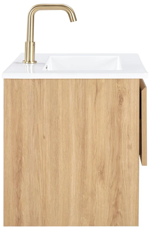 Alt view image 3 of 5 - 24 Inch Vanity Cabinet Without Sink Oak Wall Mounted Floating Vanity with Drawers, MDF, Vanities