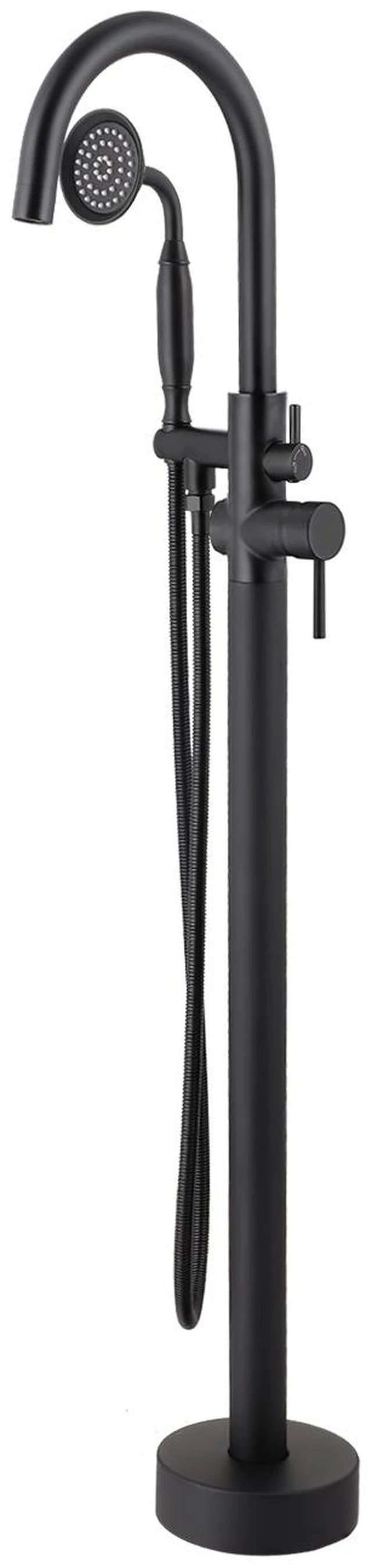Main image of Freestanding Bathtub Faucet with Handheld Shower 40.12 Inch High Swan Neck Spout Solid for Clawfoot Tub, Matte Black