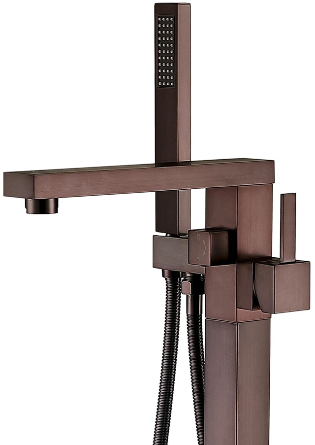 Alt view image 7 of 7 - Freestanding Bathtub Faucet with Hand Shower, Oil-Rubbed Bronze, Metal, Freestanding Tub Faucets