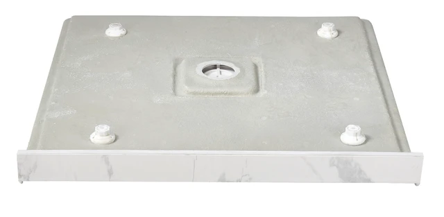 Alt view image 4 of 7 - Inchx Inchin Shower Base, Resin and Fiberglass Center Drain Single Threshold Shower Pan Jazz Vein, White Charcoal