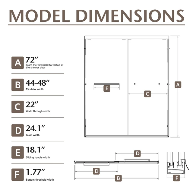 Alt view image 4 of 7 - 44 to 48 Inch 72 Inch Framed Double Sliding Shower Door, 4 6 mm Frosted Tempered Glass with Nano Self Cleaning