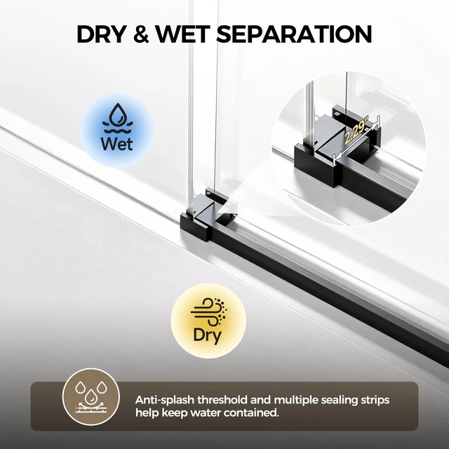 Alt view image 4 of 7 - 60 Inch 60 Inch Frameless Single Sliding Shower Door, Bathtub Door 4 6 mm Tempered Glass Explosion Proof Film
