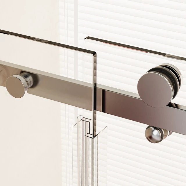 Alt view image 2 of 6 - 50 to 54 Inch 76 Inch Frameless Single Sliding Shower Doors, Sliding Shower Door 16 8 mm SGCC Tempered Glass