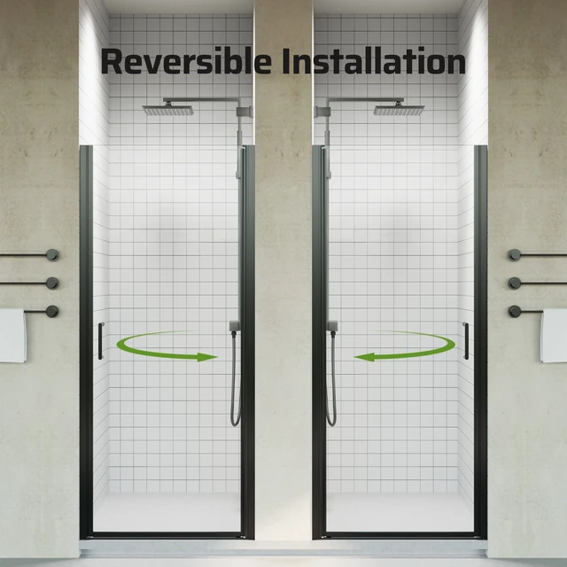Alt view image 7 of 7 - 32 in 72 in Semi Frameless Pivot Shower Door, 4 6 mm SGCC Tempered Glass Door Pivot Swing Shower for Single Glass