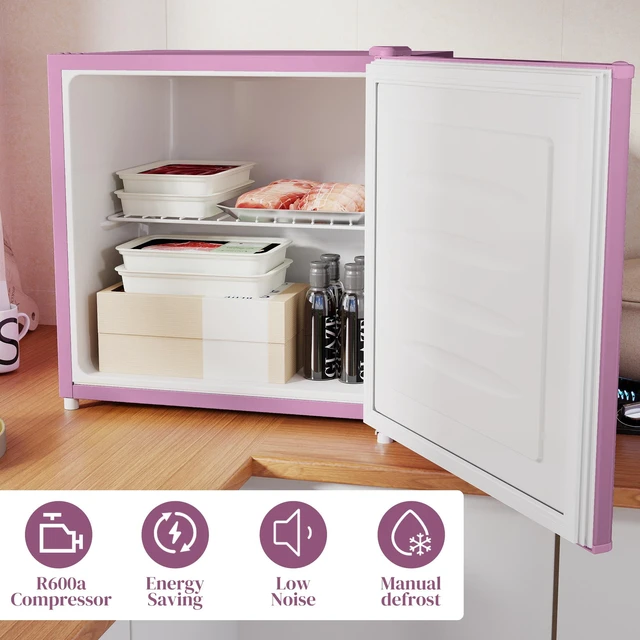 Alt view image 2 of 7 - Mini Freezer Countertop, ft Compact Upright Freezer with Removable Shelves Reversible Door, Pink, Plastic, Display