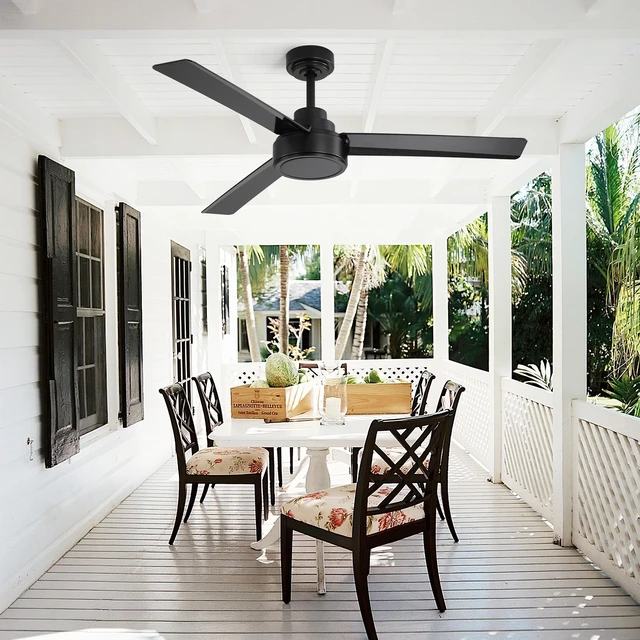 Alt view image 3 of 7 - Same 52 Inch Ceiling Fan Without, ABS Blades with Remote Control Speed Reversible Motor for Living Kitchen, Black, ABS