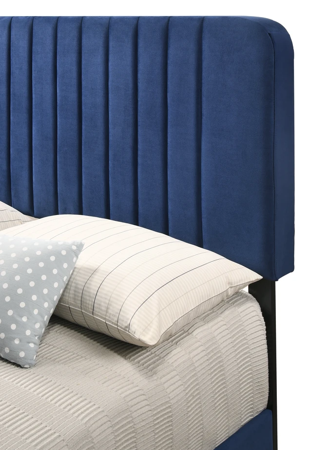 Alt view image 6 of 6 - Full Bed for Any, Navy Blue, Velvet, Beds Frames Bases