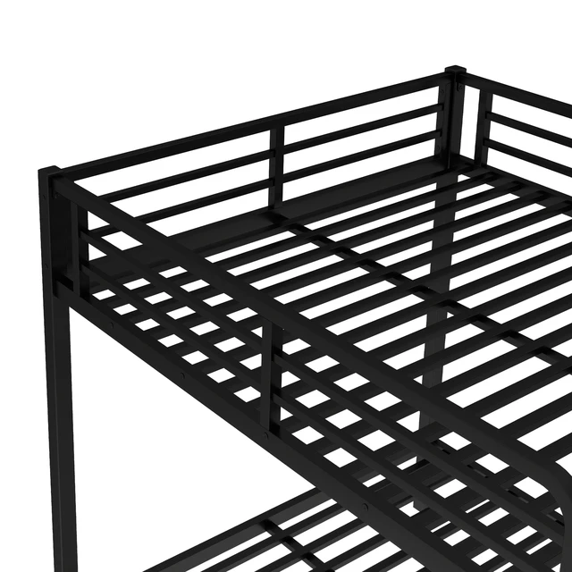 Alt view image 7 of 7 - Full Over Full Metal Bunk Bed with Twin Size Trundle, Black, Beds Frames Bases