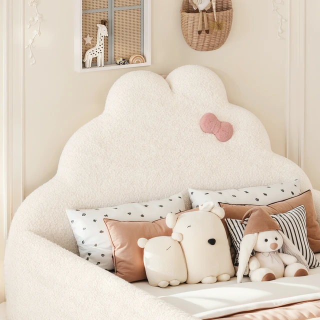 Alt view image 5 of 7 - Full Size Upholstered Floor Bed, Low 001e Ground Floor Bed Soft Padded Upholstered Kids Safe Children Frame