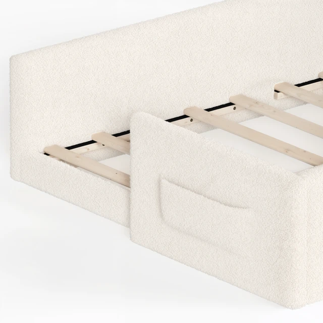 Alt view image 7 of 7 - Full Size Upholstered Floor Bed, Low 001e Ground Floor Bed Soft Padded Upholstered Kids Safe Children Frame