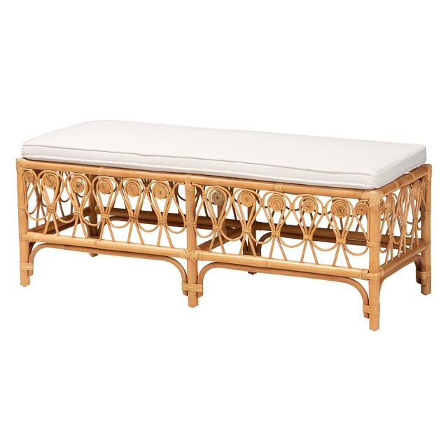 Main image of Bohemian Rattan Bench, White, Benches Stools