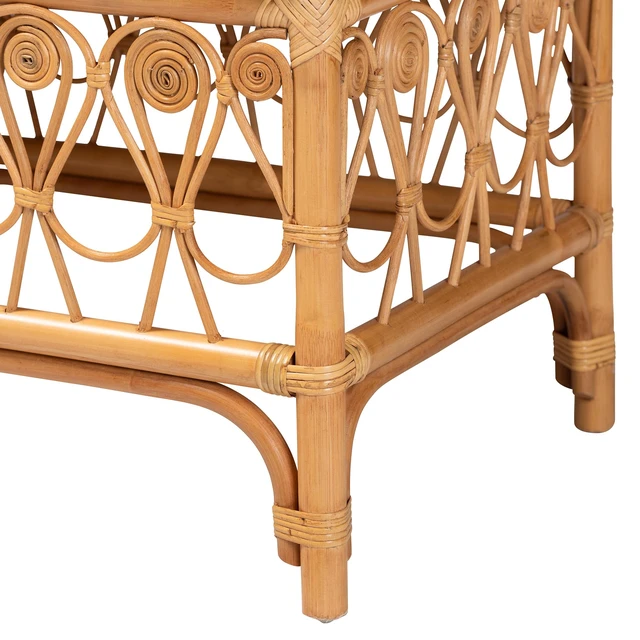 Alt view image 4 of 6 - Bohemian Rattan Bench, White, Benches Stools
