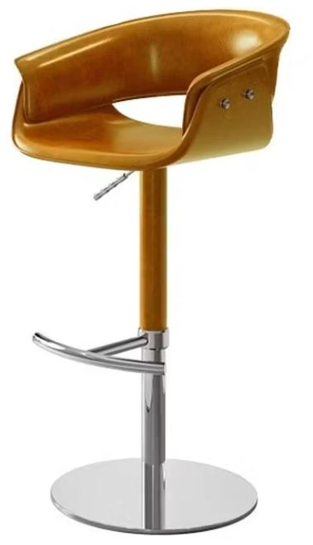 Main image of Adjustable Swivel Bar Stool Leather Seat Gas Lift Height Adjustable Counter Bar Chair 1 Piece, Yellow, Faux Leather
