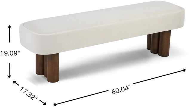Alt view image 4 of 7 - Indoor Beige Fabric Dining Bench with Color Legs, Upholstered Seating for Kitchen Dining and Living Space 250 LBS