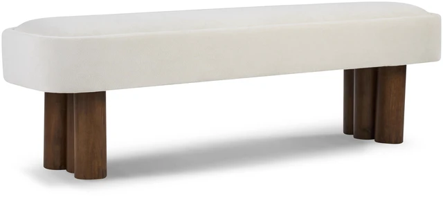 Alt view image 5 of 7 - Indoor Beige Fabric Dining Bench with Color Legs, Upholstered Seating for Kitchen Dining and Living Space 250 LBS