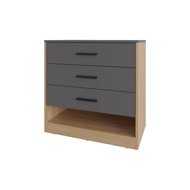 Alt view image 2 of 7 - Lowrys Dresser with 3 Drawers and Open Shelf, Matt, Multicolor, Particle Board, Dressers Chests Wardrobes