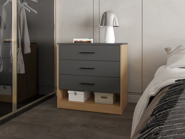 Main image of Lowrys Dresser with 3 Drawers and Open Shelf, Matt, Multicolor, Particle Board, Dressers Chests Wardrobes