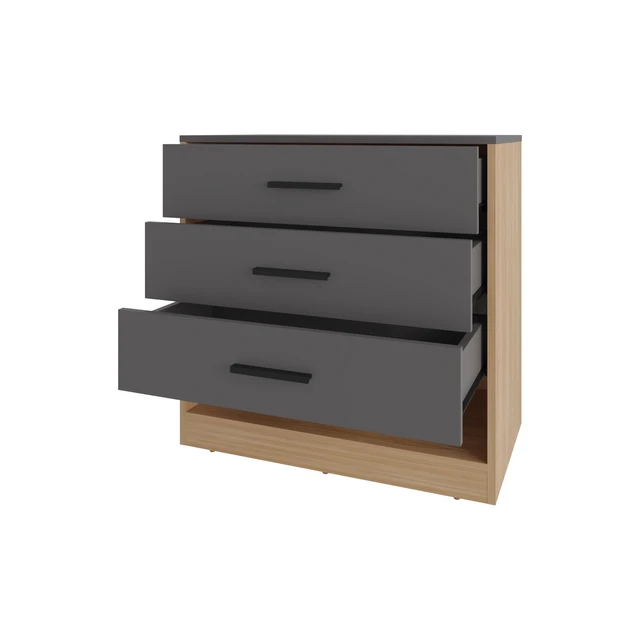 Alt view image 6 of 7 - Lowrys Dresser with 3 Drawers and Open Shelf, Matt, Multicolor, Particle Board, Dressers Chests Wardrobes