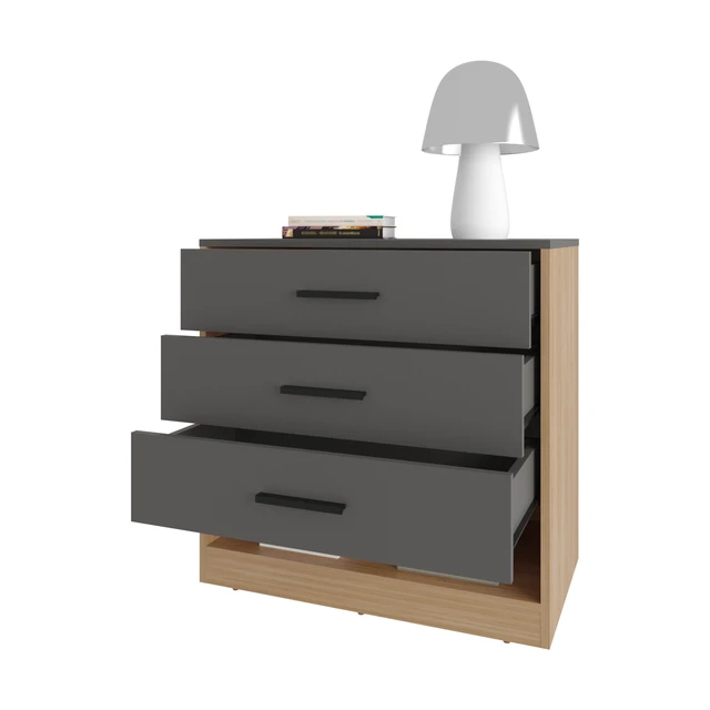 Alt view image 5 of 7 - Lowrys Dresser with 3 Drawers and Open Shelf, Matt, Multicolor, Particle Board, Dressers Chests Wardrobes