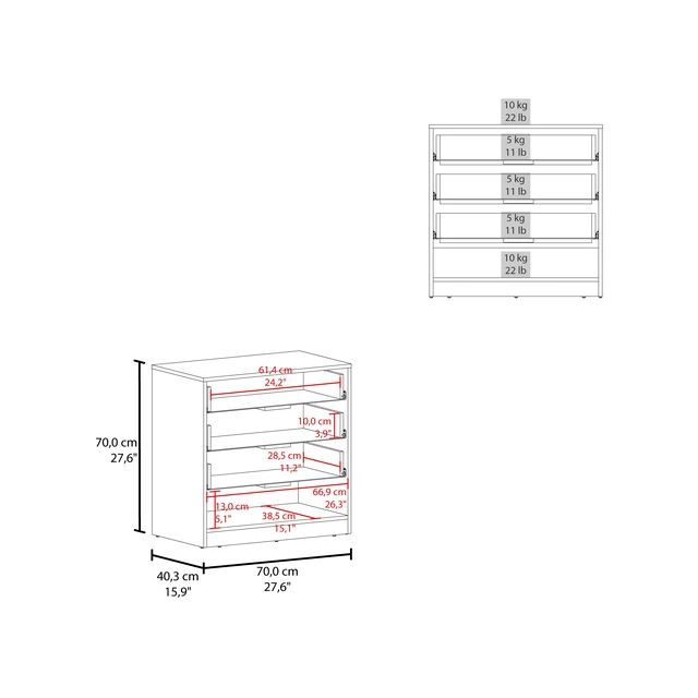 Alt view image 3 of 7 - Lowrys Dresser with 3 Drawers and Open Shelf, Matt, Multicolor, Particle Board, Dressers Chests Wardrobes