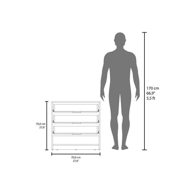 Alt view image 7 of 7 - Lowrys Dresser with 3 Drawers and Open Shelf, Matt, Multicolor, Particle Board, Dressers Chests Wardrobes