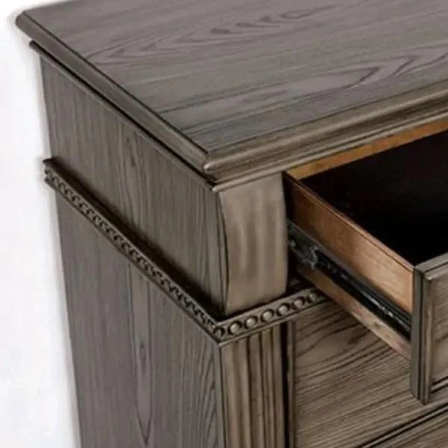 Alt view image 3 of 7 - Color Nightstand 1 pc Nightstand Solid Satin Knickel Knobs and Pulls, Gray, Solid Wood